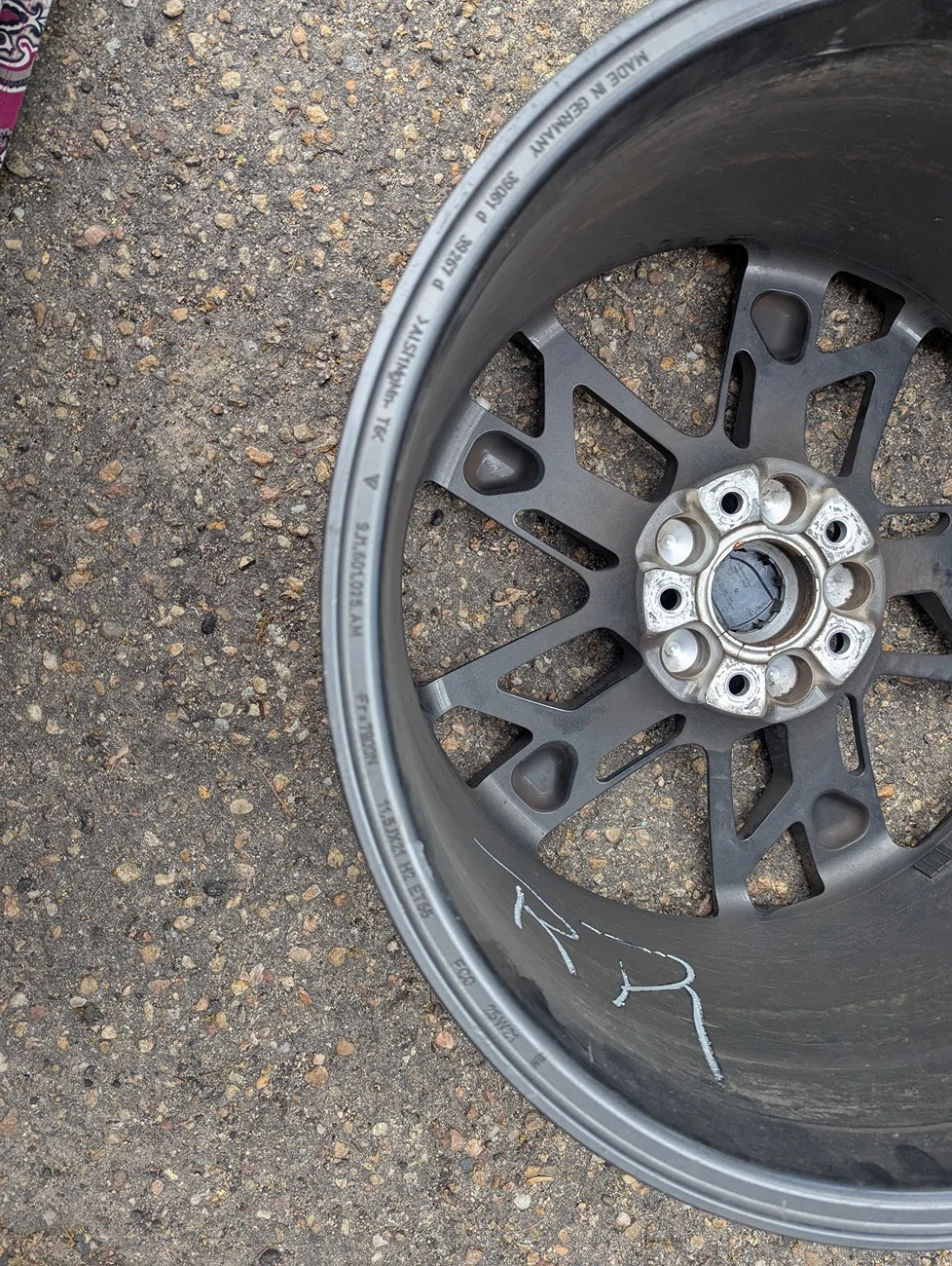Porsche Taycan FOR SALE: OEM 21" Porsche Taycan Wheels Take offs (OC6 Titanium Dark) — Set of 4 | Denver, CO PXL_20260509_214459701