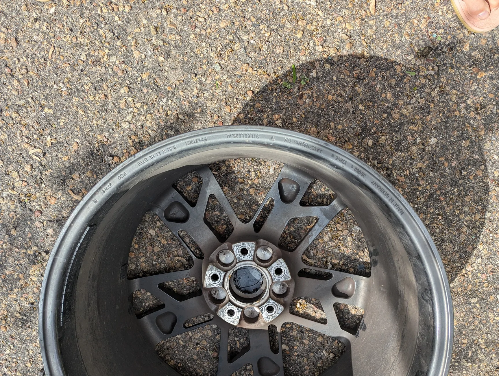 Porsche Taycan FOR SALE: OEM 21" Porsche Taycan Wheels Take offs (OC6 Titanium Dark) — Set of 4 | Denver, CO PXL_20260509_213744929
