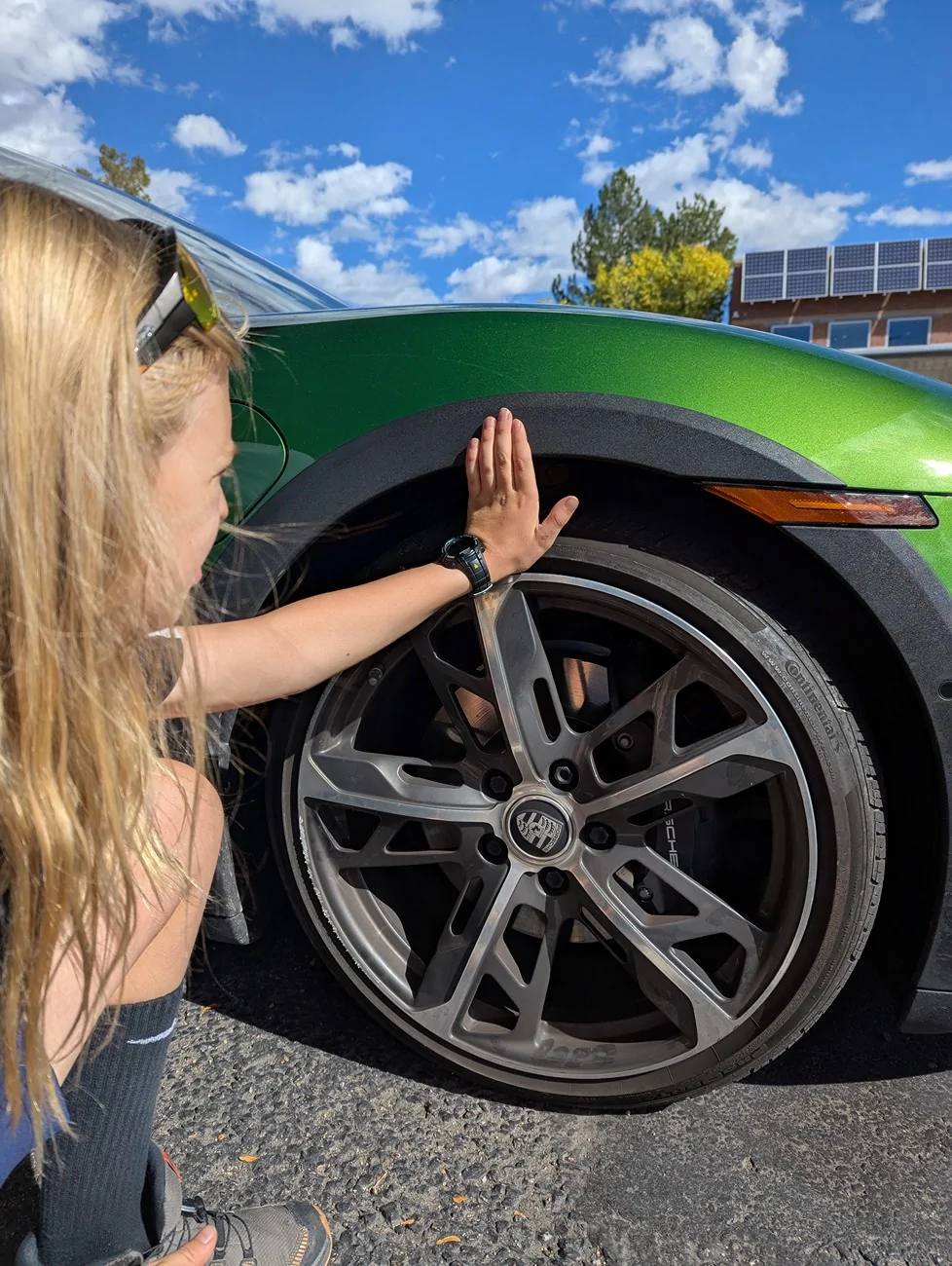 Porsche Taycan FOR SALE: OEM 21" Porsche Taycan Wheels Take offs (OC6 Titanium Dark) — Set of 4 | Denver, CO PXL_20251012_195006840