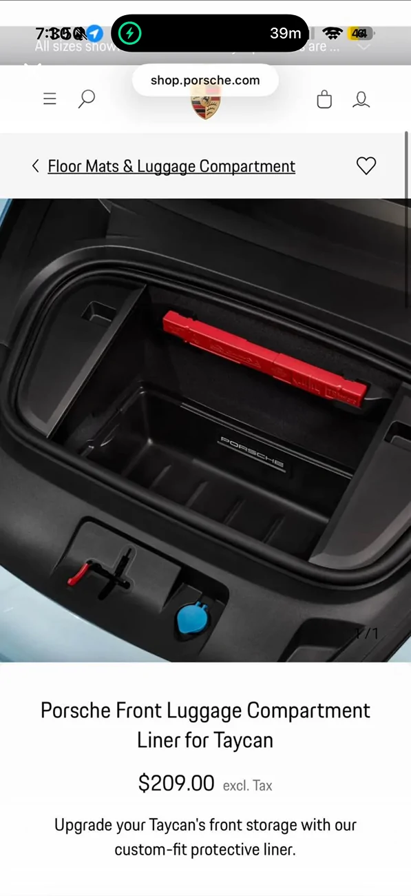 Porsche Taycan FS: Porsche Taycan Front Luggage Liner IMG_9811