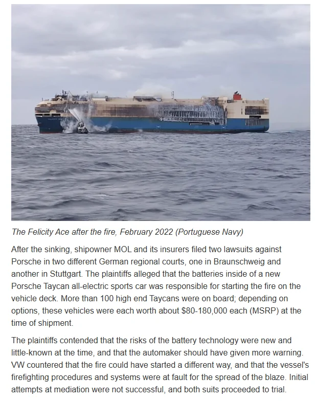 Porsche Taycan Taycan burning to have caused the fire and sinking of the Felicity Ace ship? 1780047916539-0i