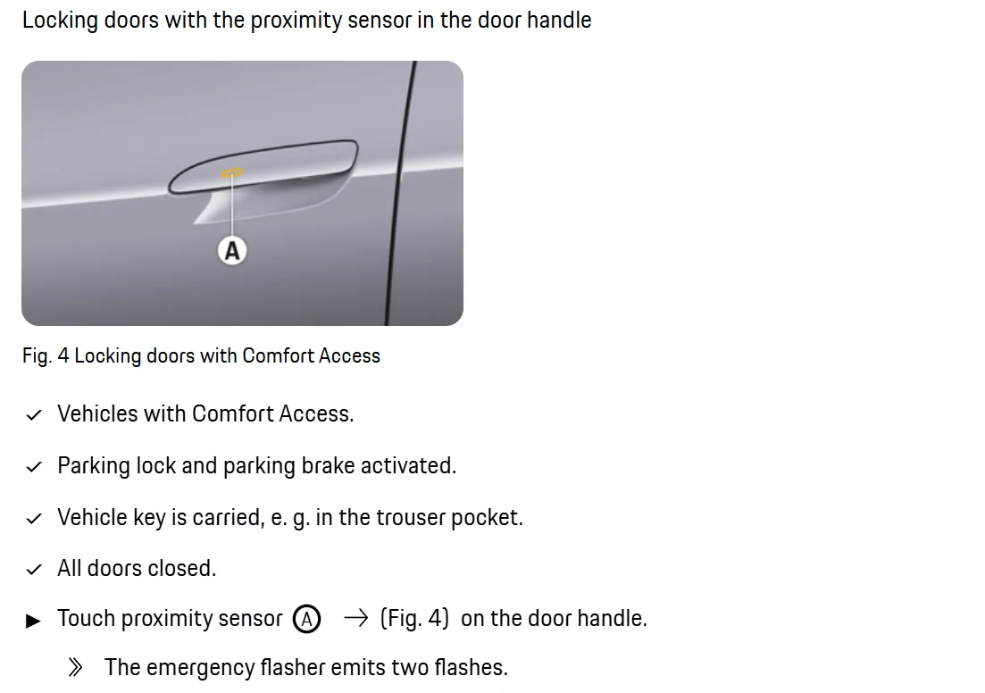 Porsche Taycan Locked key inside car brave_screenshot_manual.porsche.com (1)