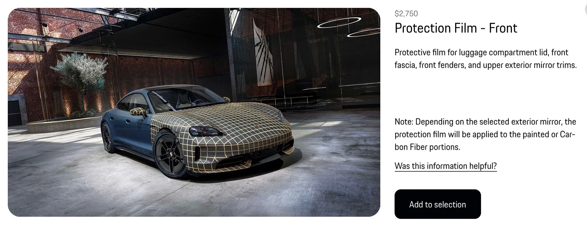 Porsche Taycan 2027 Taycan PPF Option IMG_5054