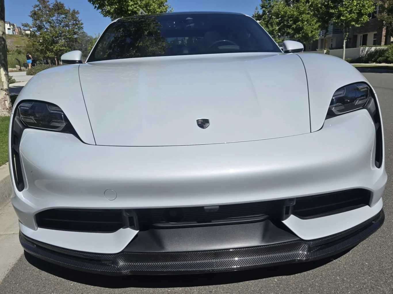 Porsche Taycan It's done (I think)! Taycan front fiew with CF lip and Turbonite crest