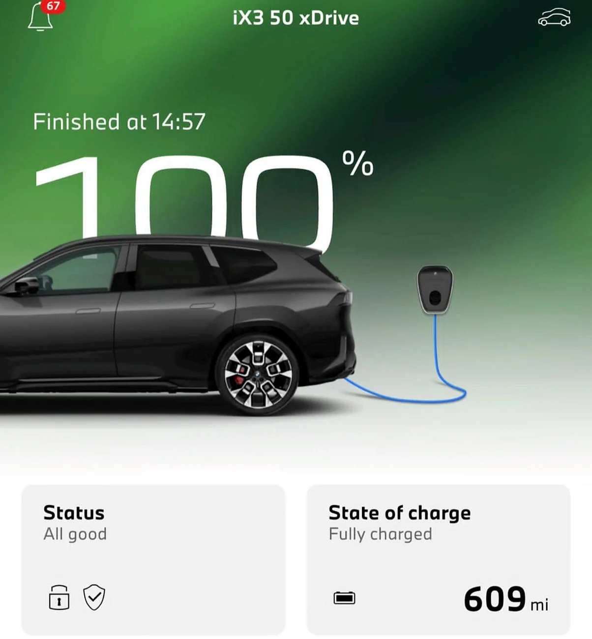 Porsche Taycan 271 miles!  100% charged. What’s your range shown? Screenshot_20260419_190827_Instagram
