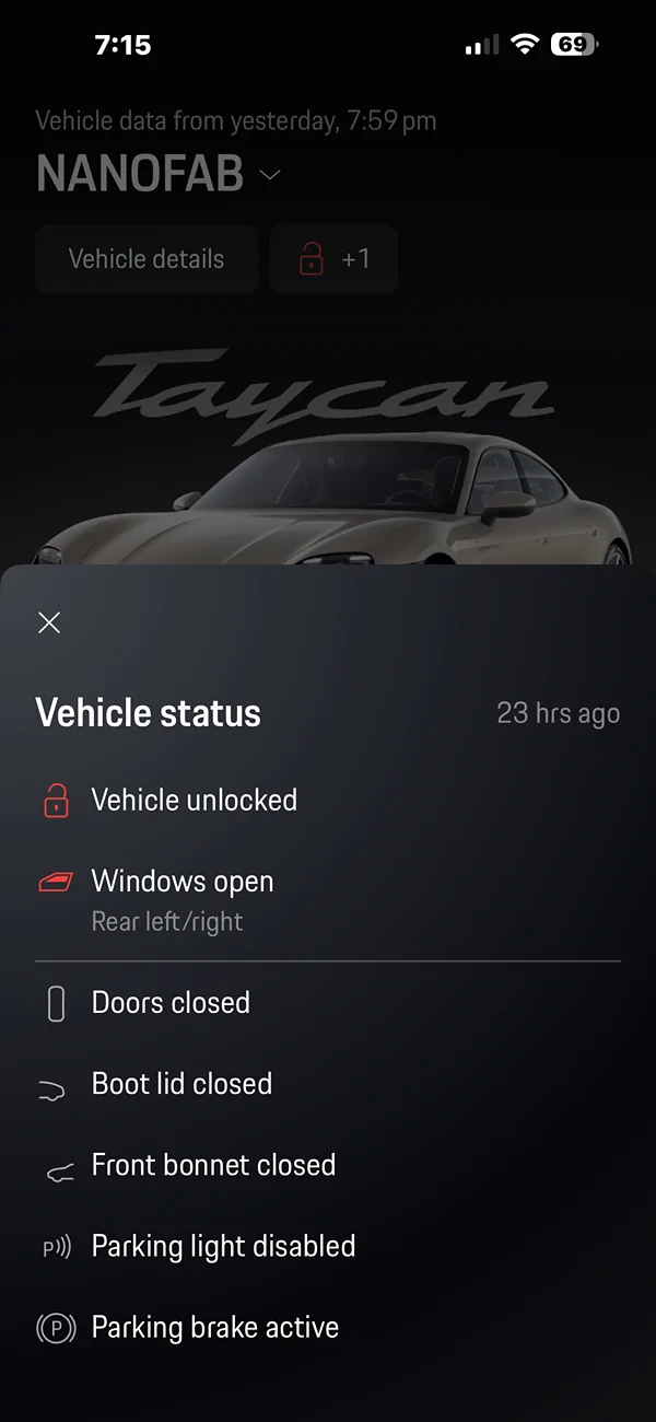 Porsche Taycan Porsche app vehicle details not updating? IMG_5965