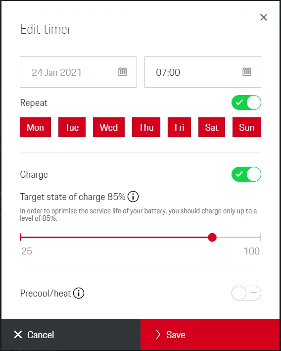 Porsche Taycan Looking for a simple, easy to understand and follow, guide to charge programming J1.1 Daily Timer