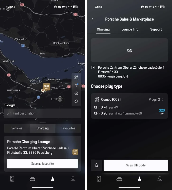 Porsche Taycan Switzerland - Porsche Charging Service prices vs Operator prices 1786222385974-vm