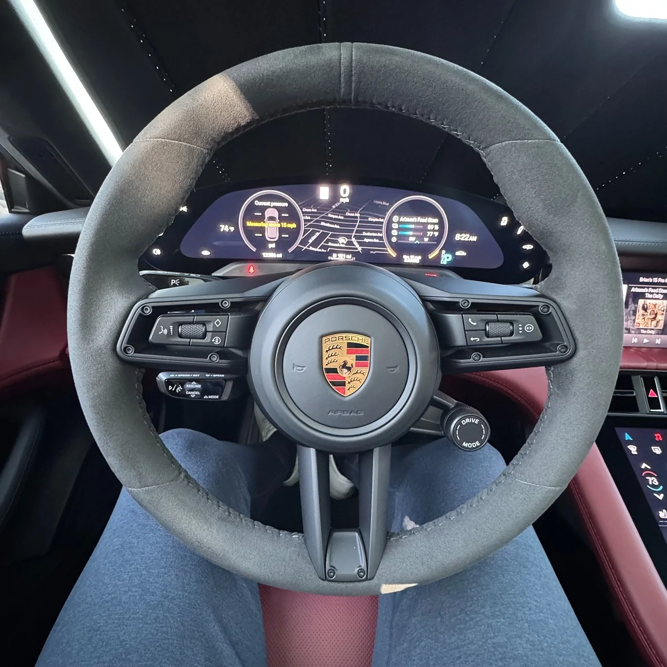 Porsche Taycan Installed an RGS aluminum mode selector switch dial in Bordeaux Red 01_before_full