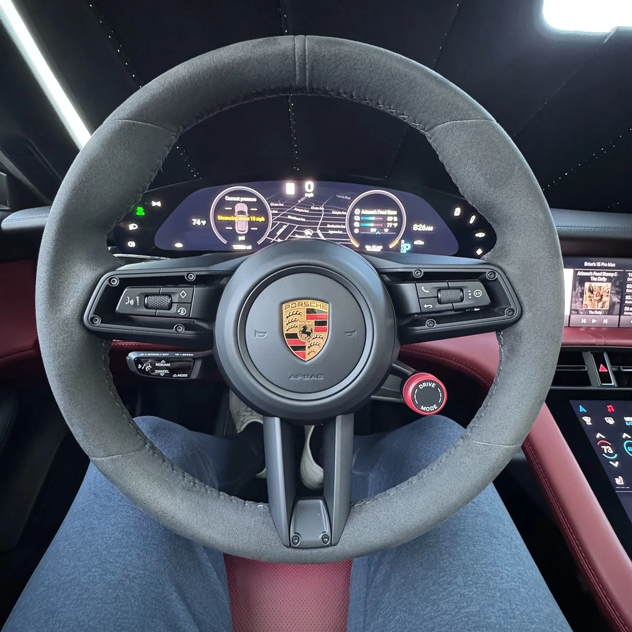 Porsche Taycan Installed an RGS aluminum mode selector switch dial in Bordeaux Red 03_after_full