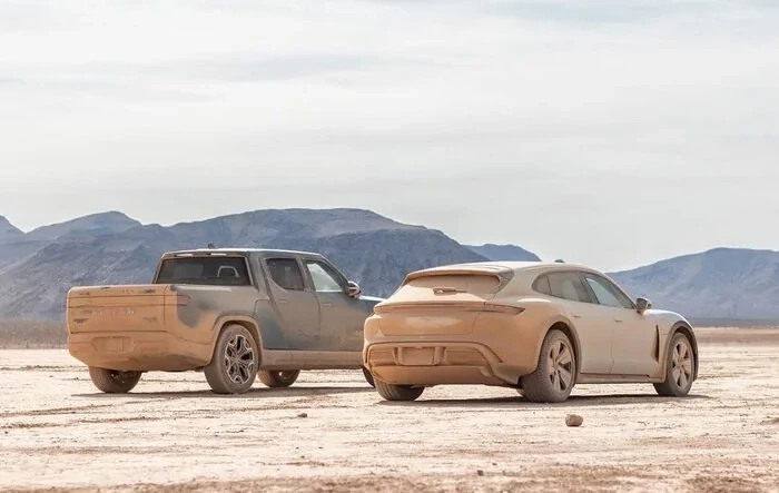 OutofSpec: Taycan vs Rivian in the Desert @ Top Speed