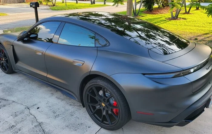 Volcano Grey Taycan GTS Stealth Wrap Pics