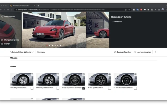 New Porsche Taycan Configurator
