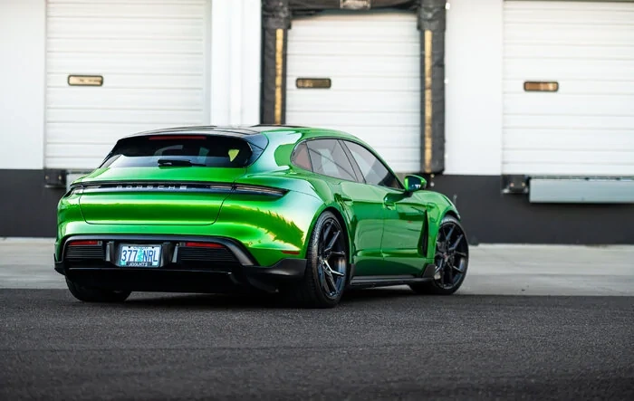 Visceral's Mamba Green Metallic Taycan Cross Turismo w/ Signature Wheels
