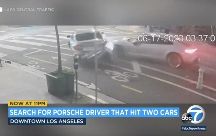 Taycan driver wanted after back-to-back hits and run at 3 am in Los Angeles - Video