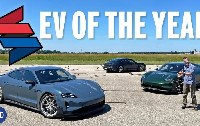 The Porsche Taycan is Car and Driver's 2025 EV of the Year