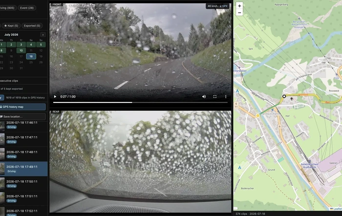 Dashboard for Porsche Dashcam