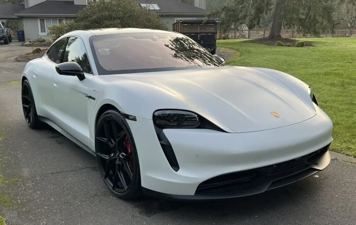 Taycan 4S transformed with full stealth wrap makeover